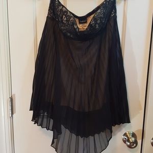 Strapless lace and flare cocktail top